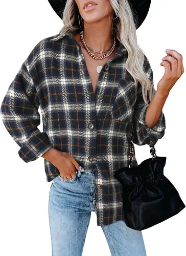 Vista 73 de ZOLUCKY Chaqueta de manga larga con botones para mujer, talla grande, blusas