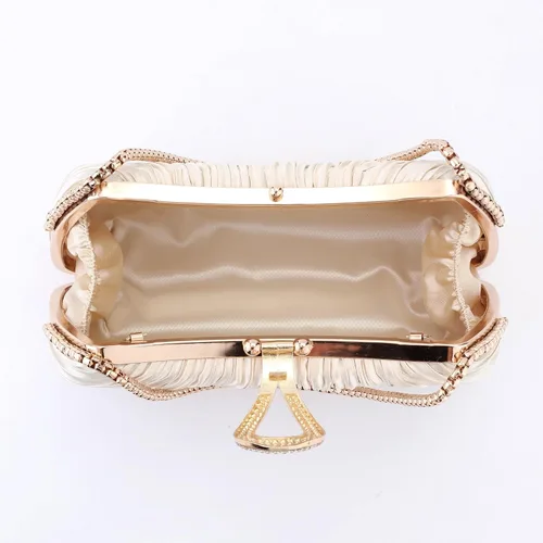 Vista 6 de FALETO Bolso de mano para mujer, de satén, plisado, de noche, bolso de mano de boda, con cadena, para baile de graduación, cóctel, fiesta
