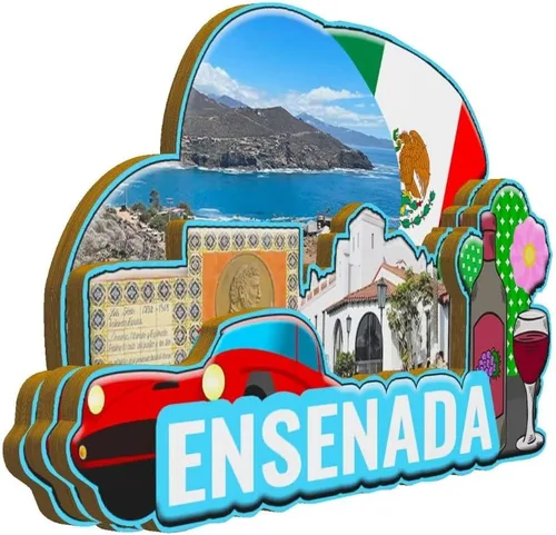 Vista 2 de Ensenada México - Imán de madera para nevera 3D, monumentos de viaje, coleccionables, recuerdos, decoración hecha a mano -2054