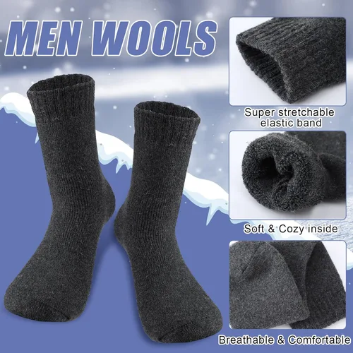 Vista 4 de 12 pares de calcetines de lana de invierno para hombre, calcetines térmicos cálidos para senderismo, botas cálidas, calcetines suaves y pesados