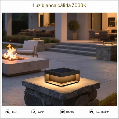 Vista 7 de MVBT Luz solar de poste de 11.8 pulgadas, luces de pilar modernas para exteriores, impermeable, 3000 K, lámpara LED de columna de puerta de patio