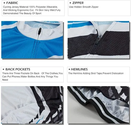 Vista 4 de Conjunto de camiseta de ciclismo para hombre, con 3 bolsillos, manga corta, camiseta de bicicleta y pantalones cortos de bicicleta con almohadilla