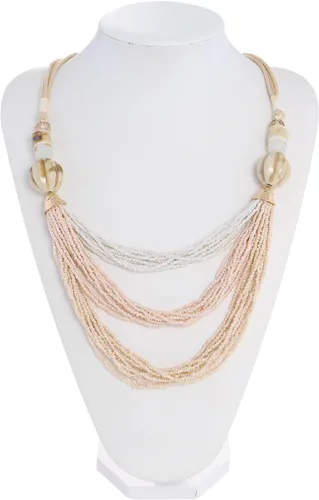 Vista 3 de Bocar Collar para mujer, collar largo de cuentas de varias capas, collar hecho a mano, collar de cadena de eslabones largos, regalo de joyería