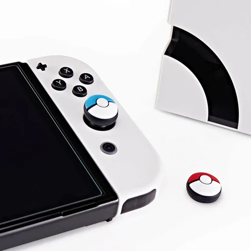 Vista 3 de FUNLAB Juego de empuñaduras para el pulgar compatibles con consola Nintendo SwitchOLEDLite, tapas analógicas de silicona para controladores