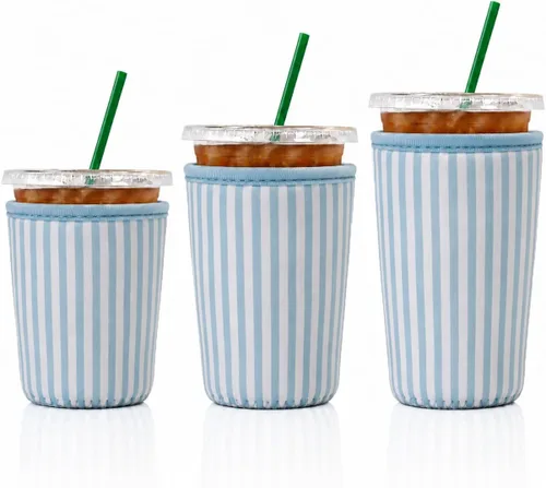 Vista 23 de Cobetech - Funda reutilizable para café helado, paquete de 3 fundas de neopreno para tazas de café frías, de 16 a 32 onzas, funda aislada para taza