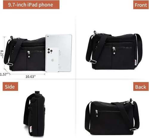 Vista 6 de ETidy Bolso cruzado para mujer, impermeable, ligero, casual, de hombro, bolso de libros