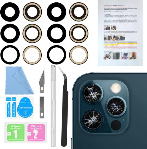 Vista 12 de 2PCS ASDAWN Reemplazo de Cristal de Lente de Cámara Trasera para iPhone 11 Pro y 11 Pro Max Reemplazo de Lente de Cámara con Adhesivo Preinstalado +