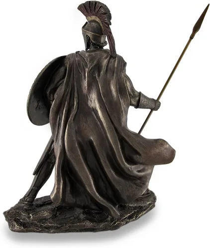 Vista 4 de Veronese Design Leónidas, rey guerrero griego, estatua escultórica bronceada 13 1/4 pulgadas. Alta resina fundida, lanza embalada por separado