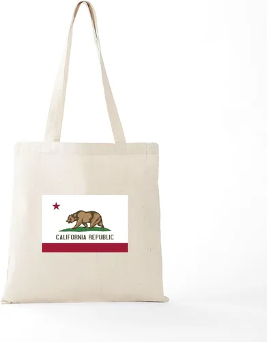Vista 6 de CafePress Bolsa de asas de lona natural de California, bolsa de compras de tela, Caqui