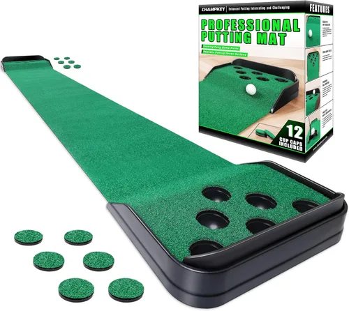 Vista 10 de CHAMPKEY Golf Putting Green Indoor - Advanced Guides Golf Putting Mat - Enhance Putting Accuracy and Challenge