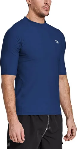 Vista 4 de BALEAF Camiseta de natación de manga corta para hombre, protección solar UPF 50+