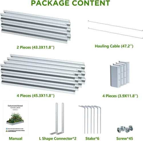 Vista 8 de PETNOZ - Kit de cama de jardín elevada galvanizada de 8 x 4 x 1 pies, cajas de jardín elevadas de fácil instalación rápida al aire libre con estaca