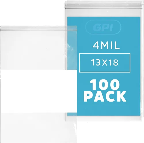 Vista 27 de GPI - 2" x 3" - Paquete a granel de 100, bolsas de plástico transparente con cierre de cremallera de 4 mil de grosor, resistentes, con bloque blanco