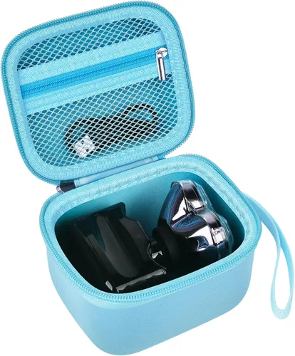 Vista 11 de Funda para afeitadora de calavera eléctrica Pitbull Pro, rotativa de viaje duro para hombres, recortadora de barba con bolsillo de malla con Beige