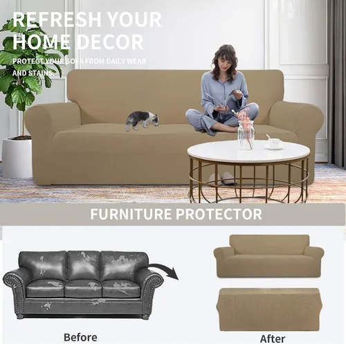 Vista 110 de Easy-Going - Funda elástica sobredimensionada para sofá, 1 pieza, protector muebles, suave, parte inferior elástica, para niños, tela jacquard