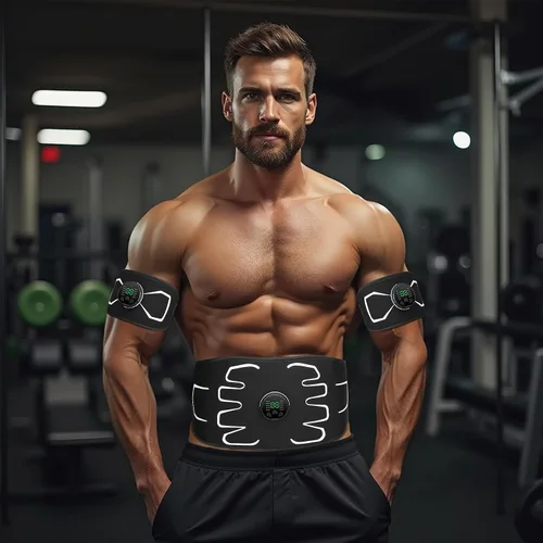 Vista 5 de Estimulador muscular electrónico, estimulador de abdominales portátil, tóner muscular para acondicionamiento muscular, máquina de abdominales EMS
