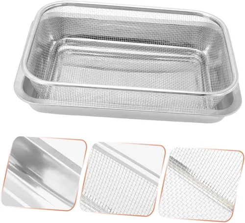 Vista 8 de BESTonZON Juego de 2 juegos de herramientas de parrilla de acero inoxidable para parrilla, colador de fregadero, cesta de colador de cocina, cuenco