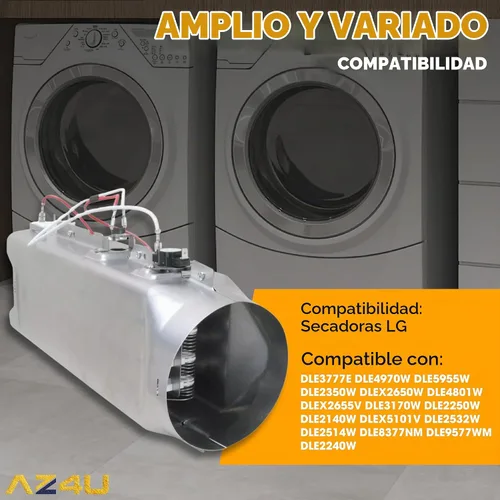 Vista 4 de AZ4U Conjunto de elemento calefactor de secadora sustituye a LG DLE3777E DLE4970W DLE5955W DLE2350W DLEX2650W DLE4801W DLEX2655V DLE3170W DLE2250W