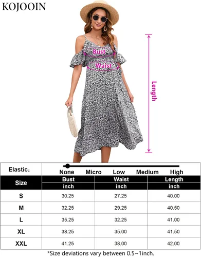 Vista 6 de KOJOOIN Vestido de maternidad para mujer, con volantes, manga corta, tirantes delgados, vestido floral, cuello en V, acampanado, vestido