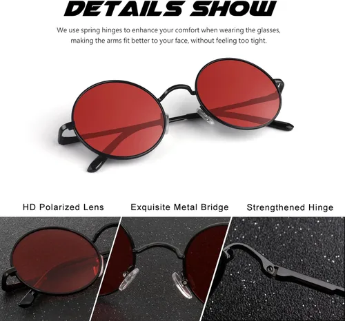 Vista 45 de CGID Gafas de sol unisex polarizadas redondas E01 Lennon