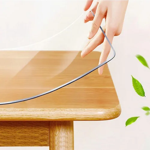 Vista 7 de Protector de mesa transparente de 0.059 in de grosor, versión actualizada, sin olor de plástico, cubierta protectora para mesa de comedor