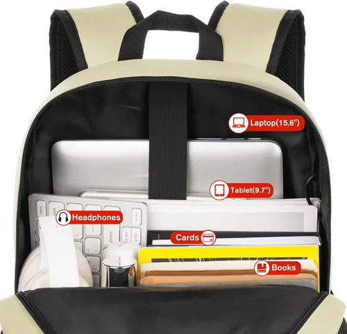 Vista 4 de YAMTION Mochila escolar, mochila clásica unisex para adolescentes con puerto USB para escuela secundaria, universidad, oficina, trabajo, viajes