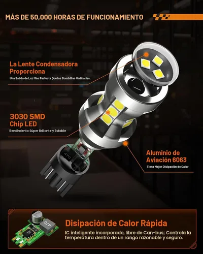 Vista 4 de SEALIGHT Bombilla LED 921 Luz de Reversa con Chips LED SMD 3030, 912 906 904 W16W T15 Bombilla LED 921 con Proyector de Reemplazo para Luces