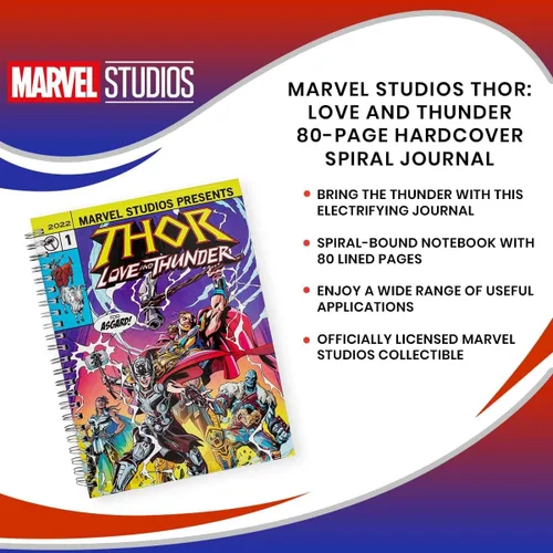 Vista 6 de Thor Marvel Studios Love and Thunder - Cuaderno de espiral de tapa dura de 80 páginas, cuaderno de bocetos encuadernado, bloc de notas con papel