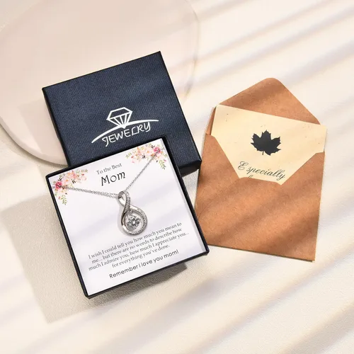 Vista 2 de EPIRORA Regalos para mamá collar con dije de nudo de amor de circonita cúbica para mamá, suegra, madre de novio, madre de la novia, madre del novio