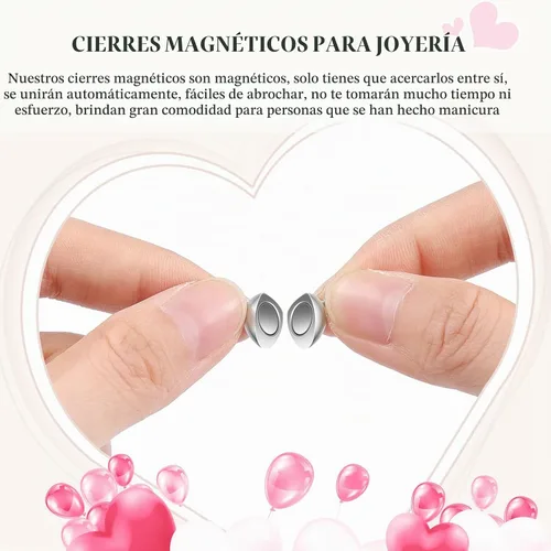 Vista 4 de MTLEE 48 Piezas de Cierres Magnéticos en Forma de Corazón para Joyería, Cierres de Pulsera de Oro y Plata, Cierres Magnéticos Separables
