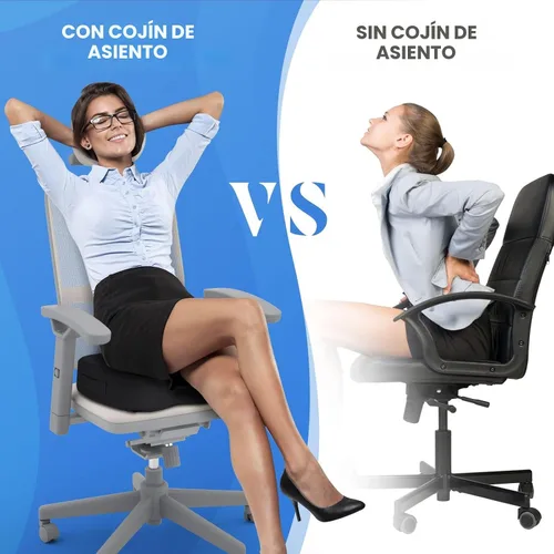 Vista 5 de TushGuard - Cojín de asiento para silla de oficina de espuma viscoelástica antideslizante con respaldo, almohada de alivio para silla de oficina