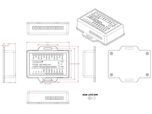 Vista 6 de Módulo de cuatro relés SPDT de 10 amperios para Raspberry Pi y proyectos de IoT, versión de CC de 5 V