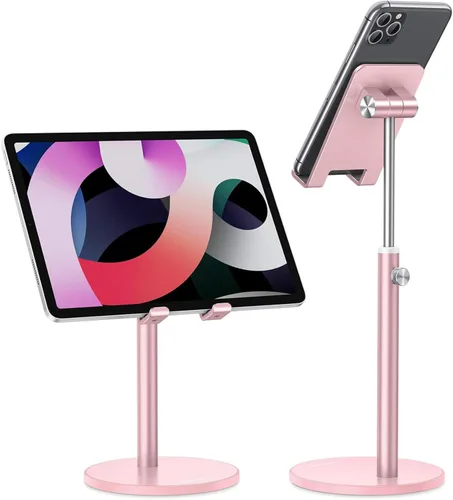 Vista 11 de Soporte para teléfono celular, OMOTON Soporte para teléfono ajustable en ángulo de altura, soporte de escritorio de aluminio para teléfono con base