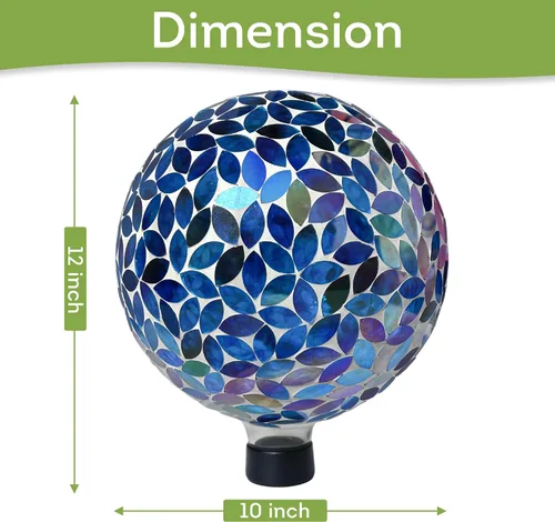 Vista 2 de Lily's Home Colorida bola de vidrio de mosaico, diseñada con un impresionante patrón de mosaico holográfico de pétalos para traer color a cualquier