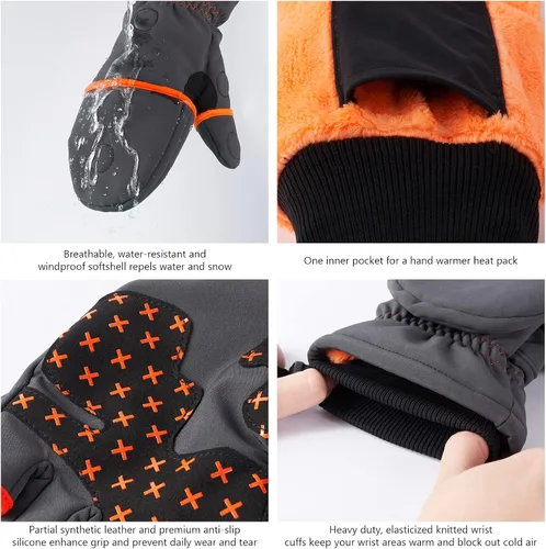 Vista 5 de BASSDASH WinteFlex Guantes de pesca en hielo aislantes con protección contra el frío, sin dedos, resistentes al agua para hombres y mujeres