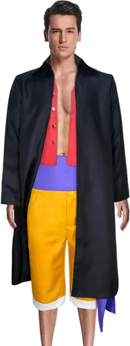 Vista 3 de SPORTBANG Disfraz de Luffy para adultos, chaleco de camisa roja con sombrero de paja, disfraz de pirata para Halloween, cosplay para hombres