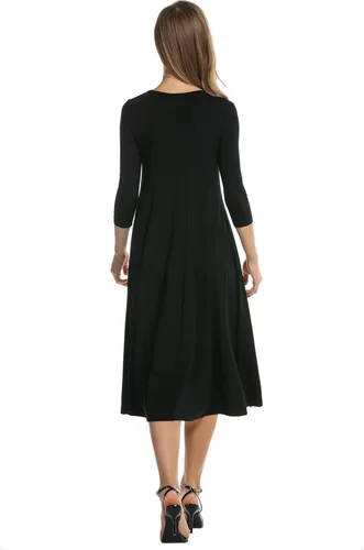 Vista 2 de HOTOUCH Vestido largo midi acampanado con manga 34 para mujer