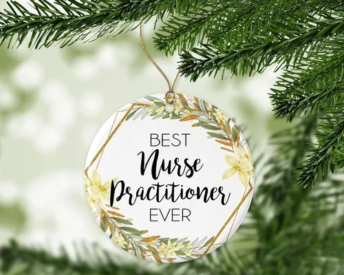 Vista 3 de Adorno de Navidad para enfermera practicante, regalo para enfermera practicante, la mejor enfermera practicante del mundo, la mejor enfermera