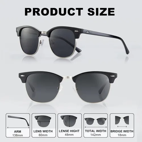 Vista 5 de Sunglasses MenMens Polarized Sunglasses for Men Women,Classic Semi-Rimless Sun Glasses
