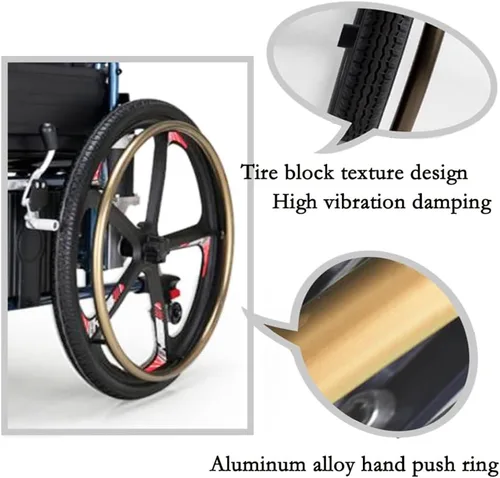 Vista 5 de Rueda trasera para silla de ruedas de 24 pulgadas, rueda sólida no inflable, cubo de rueda de aleación de magnesio, accesorios de rueda trasera