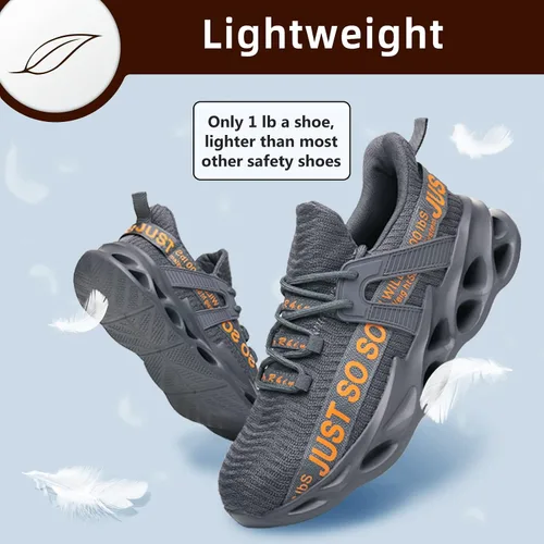 Vista 5 de Furuian Zapatos de punta de acero para mujeres y hombres, zapatos de seguridad ligeros, cómodos zapatos de trabajo con punta de acero