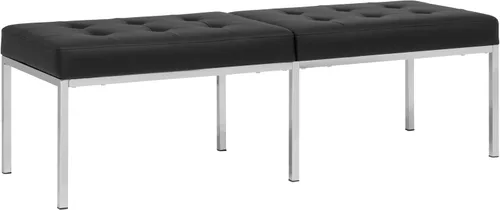 Vista 7 de Studio Designs Home Camber - Moderno comedor de 60 pulgadas con patas cromadas y piel sintética copetuda, banco de entrada o sala de estar