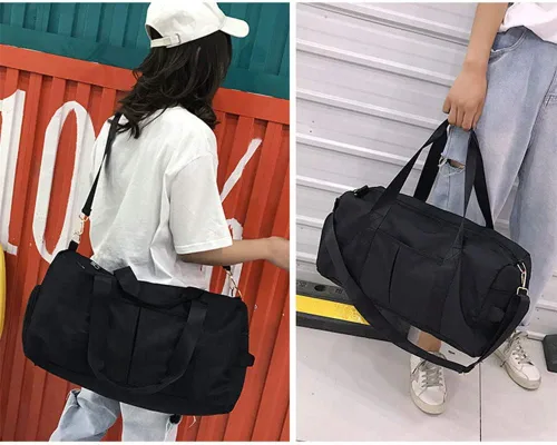 Vista 7 de KARRESLY Bolsa de gimnasio de deportes de viaje para mujeres u hombres con bolsillo húmedo y compartimento para zapatos para entrenamiento
