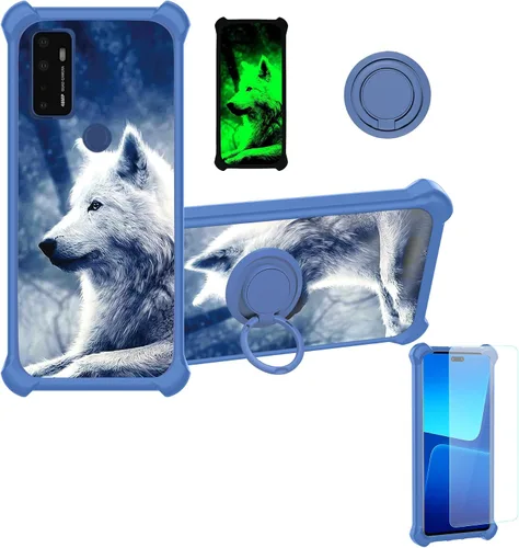 Vista 11 de jioeuinly Cricket Ovation 2 - Funda compatible con AT&T Maestro Max (2021), con protector de pantalla de vidrio templado, policarbonato duro +