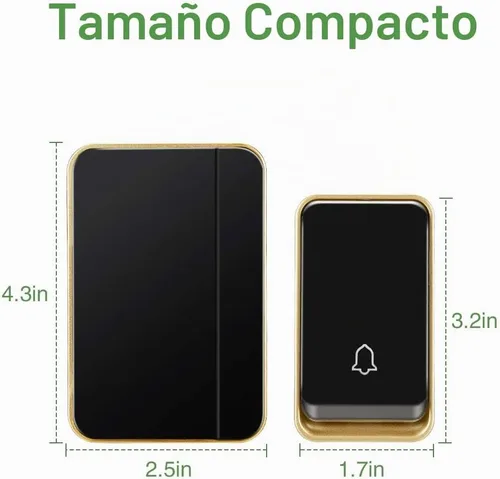 Vista 2 de 【No requiere batería】 Timbre inalámbrico impermeable, kit de timbre de puerta AURTEC con 2 transmisores autoalimentados y 1 enchufe de presión, 51