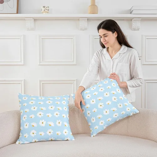Vista 3 de Pack of 1 Daisy Florals Throw Pillow Cover,Cartoon Wildflowers Square Cushion Case Set Retro Country Style Decor Throw Porch Pillow Cases for Living