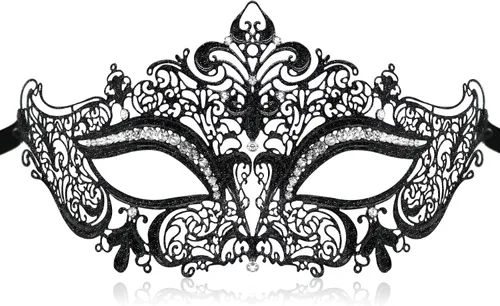 Vista 9 de Coddsmz Máscara de metal cortada con láser para mujer, máscara veneciana de Mardi Gras, máscara de Halloween 1-oro rosa