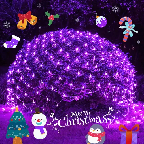 Vista 12 de JMEXSUSS - Luces de red para exteriores impermeables, de 12 x 5 pies, con enchufe y 8 modos con control remoto, 360 luces LED para decoración