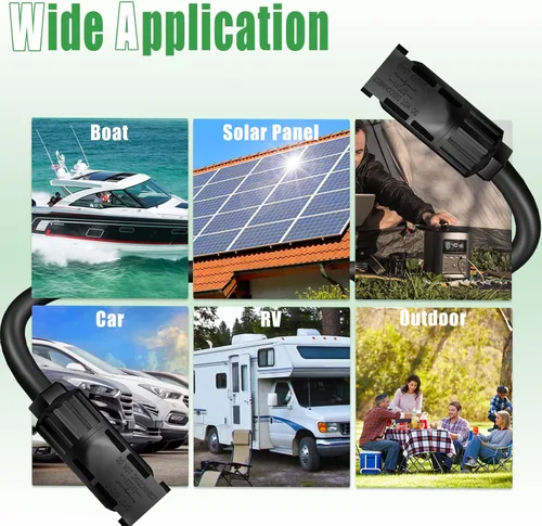 Vista 7 de Cable de extensión solar de doble cable de 6 pies – Conector de panel solar de 10 AWG (6 mm²), con conectores solares IP67 macho/hembra