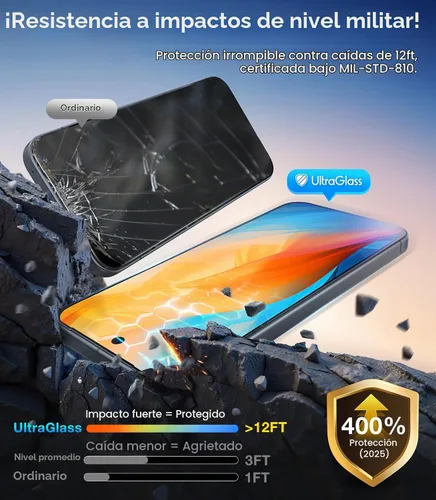 Vista 3 de UltraGlass UNBREAK TOP 9H+ Armor - Protector de pantalla para Google Pixel 10 Pro XL [NO.1 grado militar inastillable] Pixel 10 Pro XL vidrio